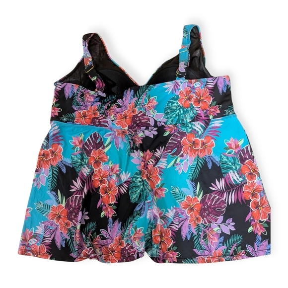 Swimsuits For All Floral V Neck Tankini Top Set Size 28 - Picture 7 of 12